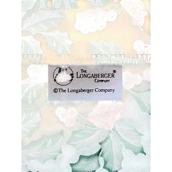 Longaberger “Cranberry Basket” Fabric Holly Design Lining & Plastic Insert 1995 - Picture 9 of 16